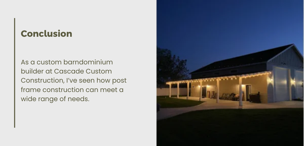 Custom coastal home built to last, showcasing the durability and versatility of post-frame construction by Cascade Custom Construction.