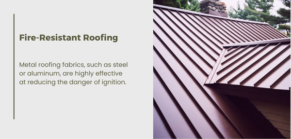 Fire-resistant roofing made of metal materials like steel or aluminum, effectively preventing ignition from embers.
