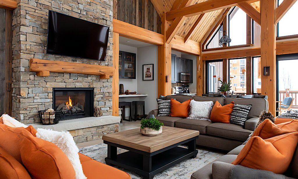 Rustic & Cozy Barndominium Indoors during Winter in Idaho