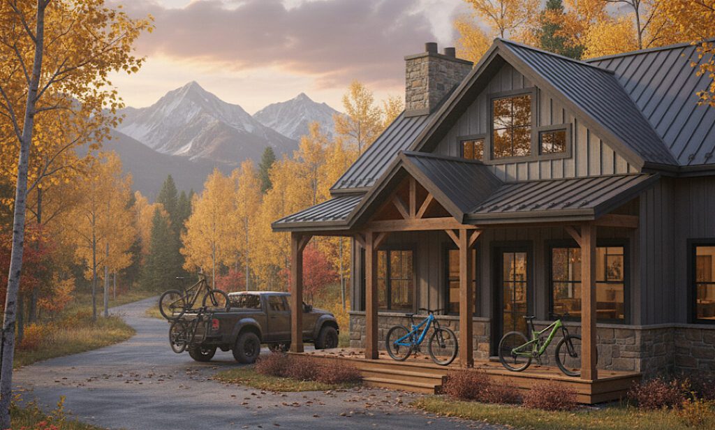 Barndominium in Fall that amplifies out door adventures in Idaho